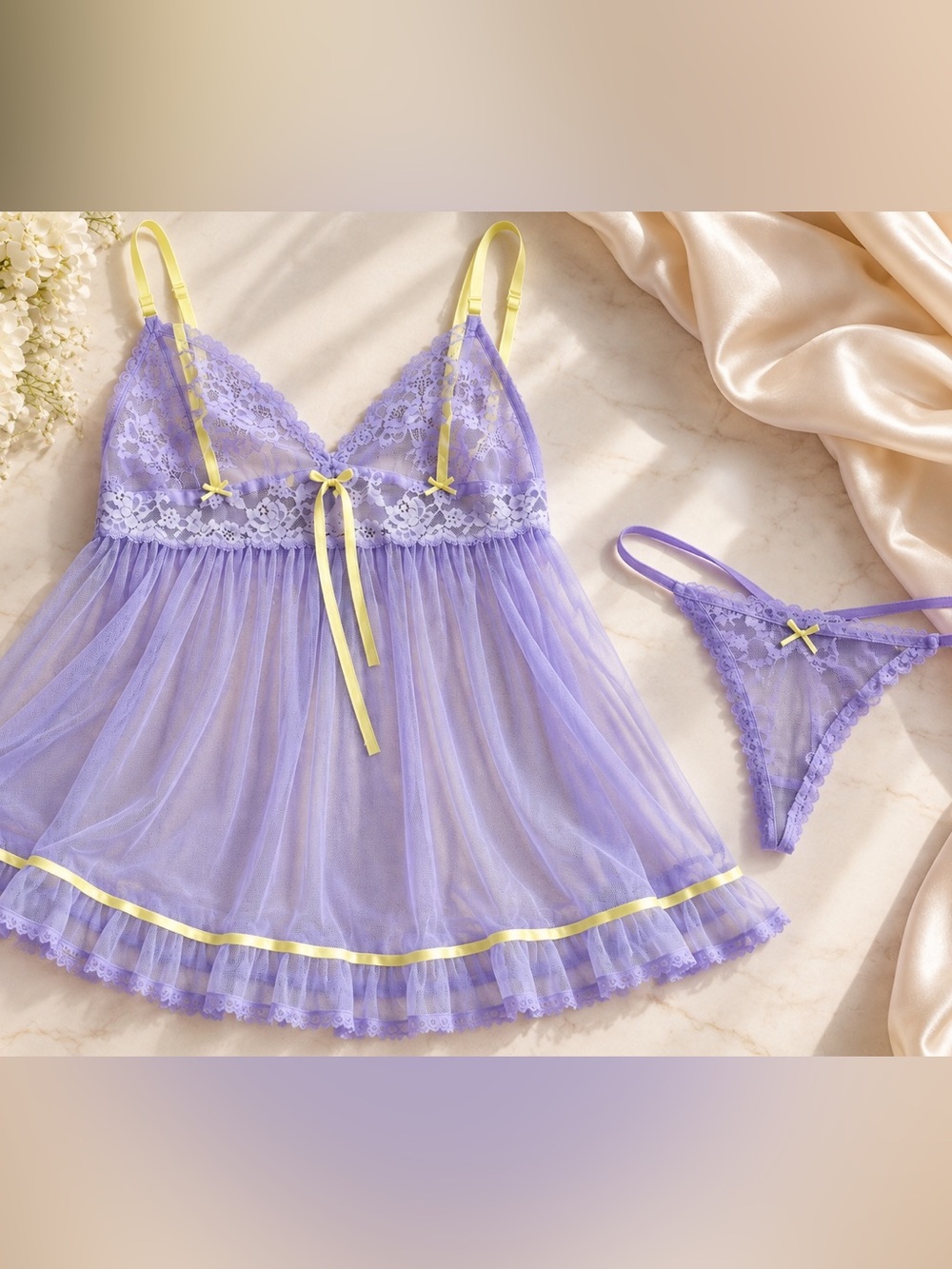 Vintage Victoria’s Secret Y2K Sheer Babydoll Set M